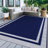 KMAT outdoor rug 5x8 blue-white foldable for portable outdoor setup