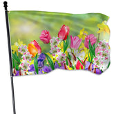 KNAPAL daffodils and tulips flag for outdoor use, bright welcoming colors.