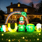 Kofero Leprechaun with shamrock inflates for a vibrant yard display.