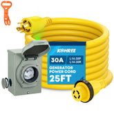 Kohree 25ft generator cord with L14-30P to L14-30R for outdoor power extension