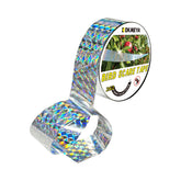 KOKMEYA bird scare tape roll on eaves deters birds with reflective surface.
