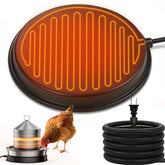 Kokopro poultry water heater base mounted under a 14-inch waterer for winter hydration.