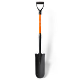 KOLEIYA 45-inch orange fiberglass handle spade shovel for durable trenching and planting tasks.