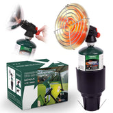 KOMAN golf cart heater front view showing compact warmth for chilly courses