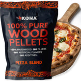 Kona Pizza Blend pellets in a bag to fuel authentic smoky pizzas.