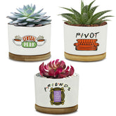KONROOWEI Friends pots 3pc set: stylish ceramic planters for home decor and plant display