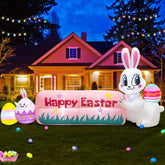 Kooy 8ft Easter inflatable bunny banner with LED lights for outdoor display