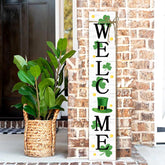 KORVITA St Patrick's Day wooden porch sign with clover motif, ideal for outdoor welcome.