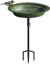 Koutemie bird bath with detachable dish in deep green for easy cleaning.