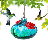 KRISININE 3inch blown glass hummingbird feeder with hook for easy hanging outdoors