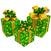 Krissing St Patrick's Day lighted gift boxes 3-pack as a festive centerpiece.