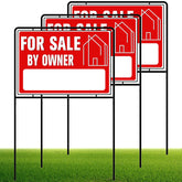 Kuco 3-pack yard sign with stake, 30-inch height, highly visible from all directions.
