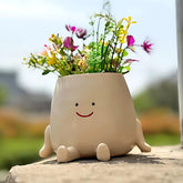 Kudriod Smiley Face Planter close-up showing cheerful resin design for desks