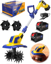 KUKANTST 21V tiller front view shows cordless power for easy garden prep