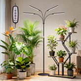 Kullsinss 4-head grow light on stand provides broad coverage for indoor plants.