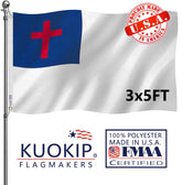 KUOKIP double-sided Christian flag 3x5 front view for outdoor display.