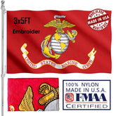 KUOKIP USMC flag 3x5 outdoor ready, embroidered double-sided for clear visibility