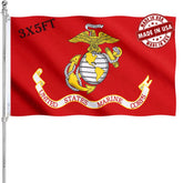 KUOKIP USMC flag 3x5ft front view with vibrant colors and double-sided design