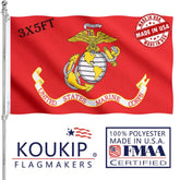 KUOKIP USMC flag double-sided front view for outdoor display