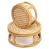 KUTORKILL large rattan round riser elevates a pot with sturdy support and boho style