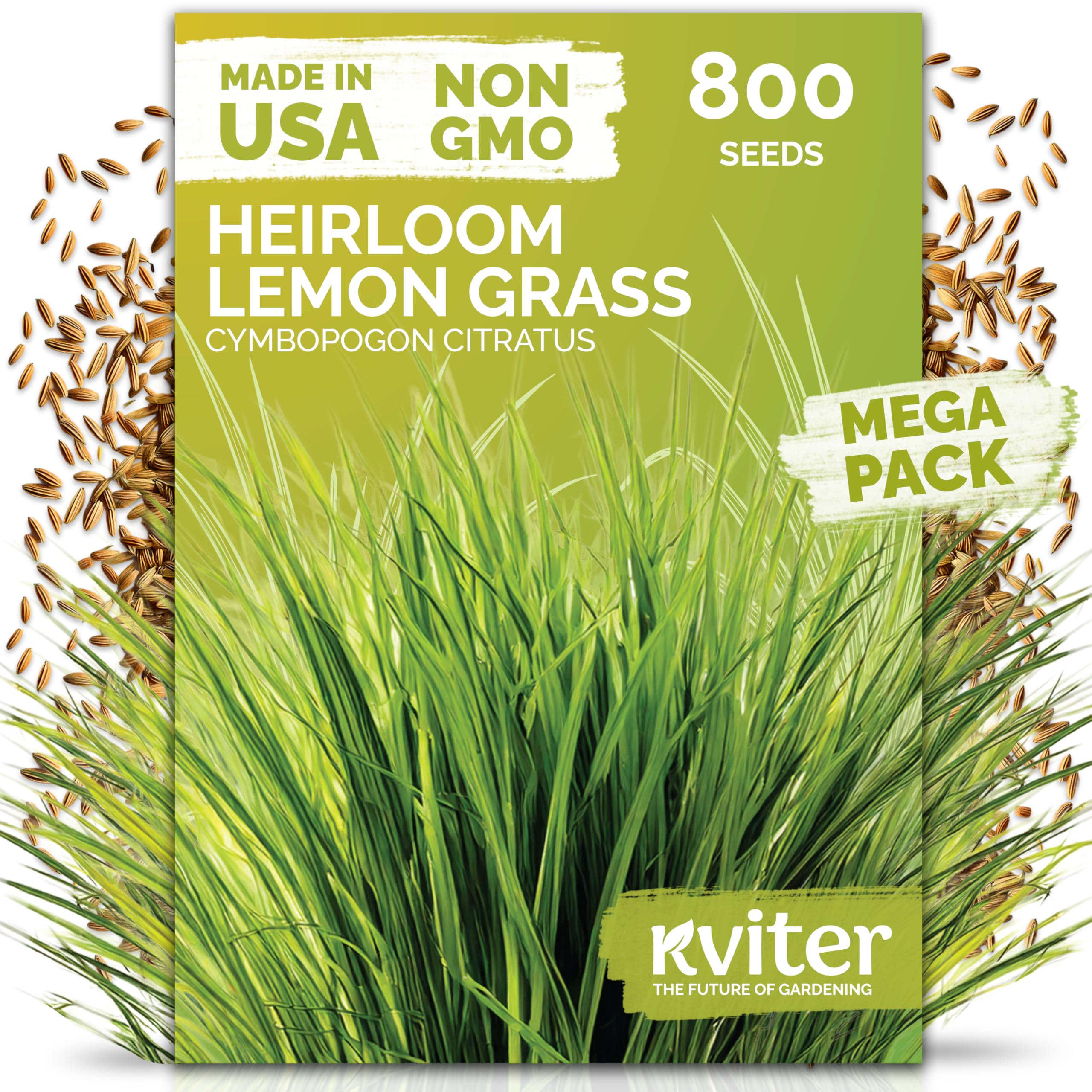 KVITER 800 Lemongrass seeds packet ready to start a fragrant indoor herb garden.