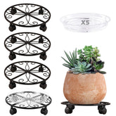 KvyusFlourish plant dolly with wheels moves a heavy pot smoothly.