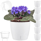 KvyusFlourish self-watering pots six-pack with indicator for effortless plant care.