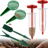 Kwevos mini seed spreader red for precise sowing of tiny seeds.
