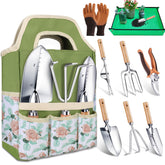 Kynup 9-piece garden tools set shown with bag for complete garden tasks and storage