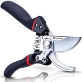 Kynup pruning shears blades close-up showing sharp durable SK-5 steel for precise cuts.