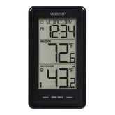 La Crosse Technology 308-43647-INT display shows indoor and outdoor temps for quick climate checks
