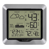 La Crosse Technology weather station front display with clear trend icons.