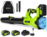 Laapee cordless leaf blower demonstrates portable power for quick yard cleanup.