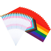 Labeol pride flag on stick, vivid rainbow design for festive parades.
