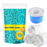 Lagincig pool skim socks 30-pack catch leaves and debris for cleaner water.