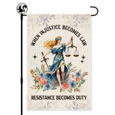 LAGZDFC when-injustice-becomes-law flag front view for outdoor display