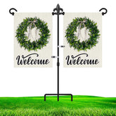Lairies double-flag stand with fleur-de-lis design for prominent two-flag display in gardens