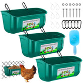 LaJasya 3-pack chicken feeder trough hanging in coop reduces waste.
