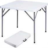 Lakhow 34-inch square folding table in unfolded setup, ideal for events.