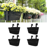 LáLáGreen 11.8-inch rail planter on balcony railing with durable black metal.