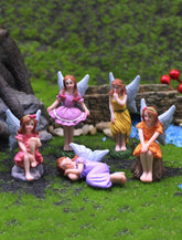 Lamnes miniature fairy garden figurines set adds whimsy to indoor shelves.