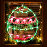 LAMPHOME Easter egg window silhouette in green with pink chevron for festive curb appeal.