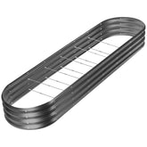 Land Guard 8x2x1ft galvanized raised bed assembly shows quick outdoor setup.