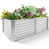 Land Guard 8x4x2 ft galvanized bed assembled for easy outdoor gardening and soil retention.