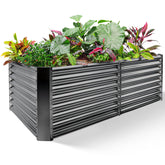 Land Guard galvanized raised bed 8x4x2ft ready for vegetable planting.