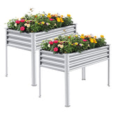 Land Guard galvanized raised bed with legs for elevated, accessible gardening.