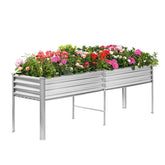 Land Guard galvanized raised bed with legs, top view shows sturdy gardening foundation