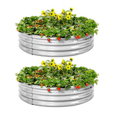 Land Guard galvanized raised garden bed close-up shows sturdy 4x4x1 ft frame for durable outdoor gardening.