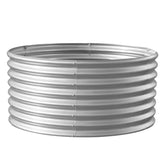 Land Guard round galvanized raised bed with open base and clean silhouette.