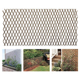 LANDGARDEN expandable willow trellis fully expanded supports climbing plants outdoors.